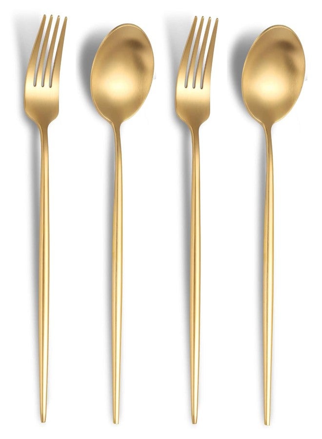 KitchEase 4-Piece French Style Cutlery Set - 2 Tablespoons & 2 Dinner Forks, Stainless Steel Silverware Tableware, Ideal for Home, Restaurant, and Gifting (Aurum Gold) - Image 1